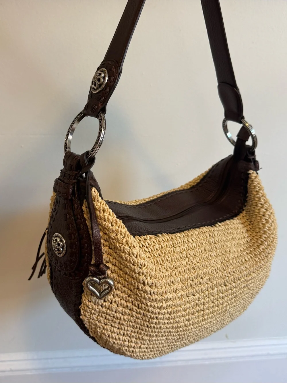 Brighton raffia woven purse